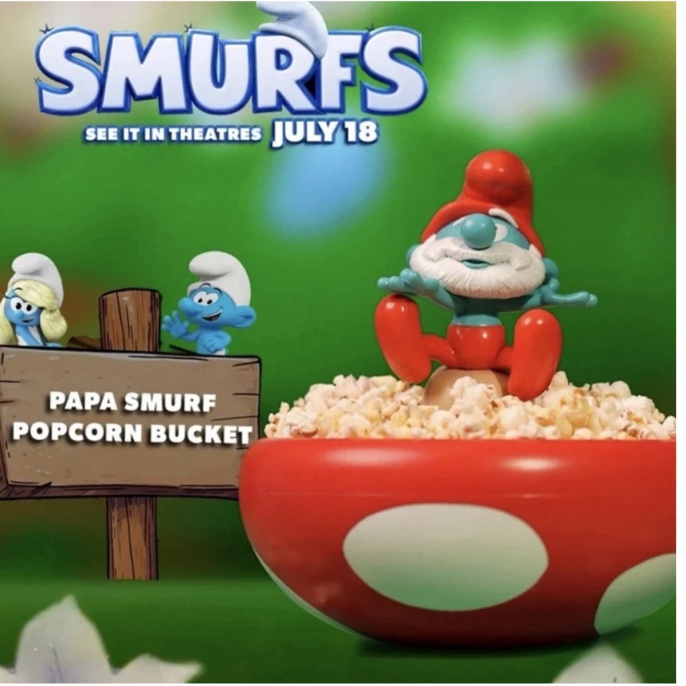 2025 Papa Smurf Red and White Mushroom Popcorn Bucket Sealed. New ONLY 1 LEFT